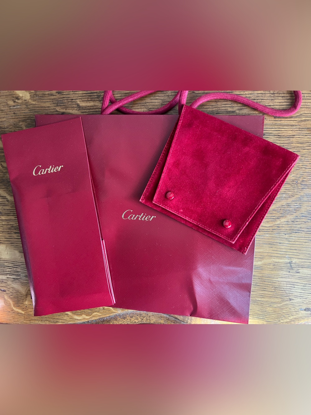 Authentic Cartier Bracelet Pouch and Red Gift Bag